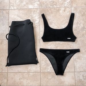 Triangl Black Velvet Swimsuit Set S top/M btm